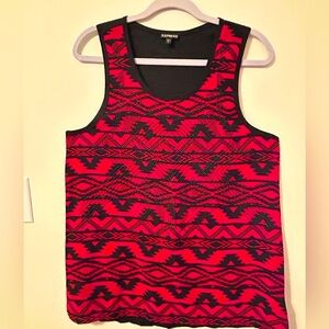 Express Red and Black Aztec Print Tank Top - Women’s Size